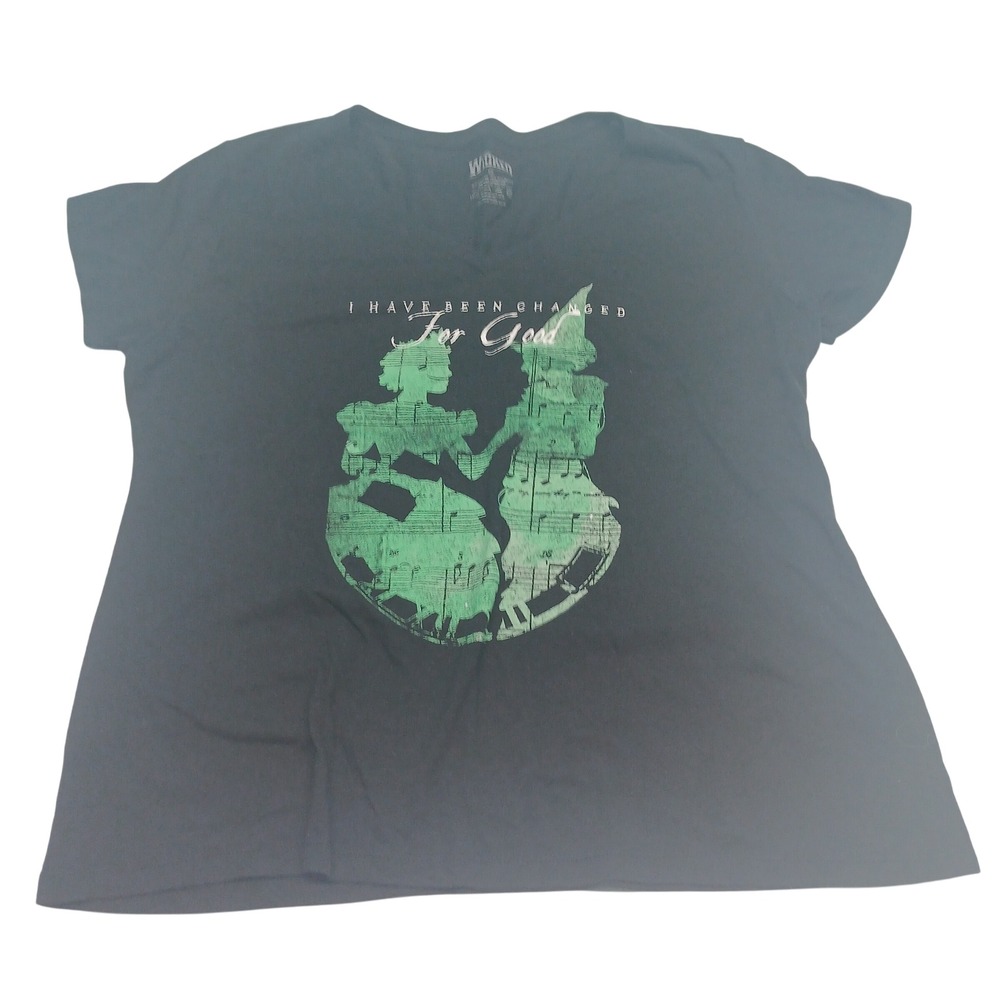 Wicked Musical "For Good" Graphic V-Neck‎ T-Shirt Black Women's Size XL